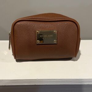 Michael Kors Tan Toiletry Bag with Gold Accents